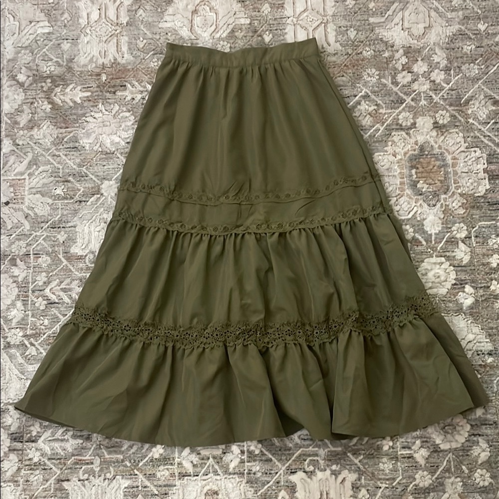 Dark Green Fairycore maxi skirt